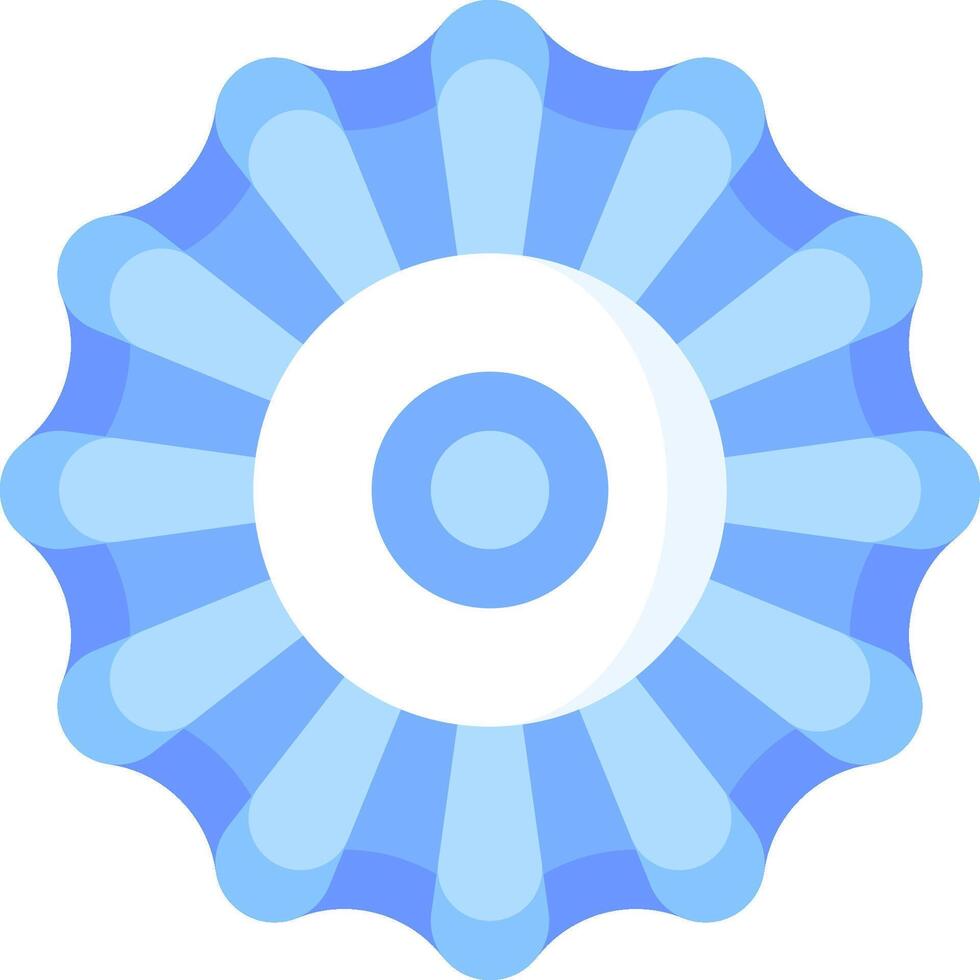 A blue and white flower with a circular center vector