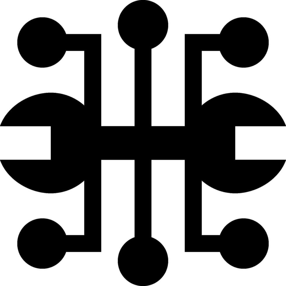 A black and white logo with four circles vector