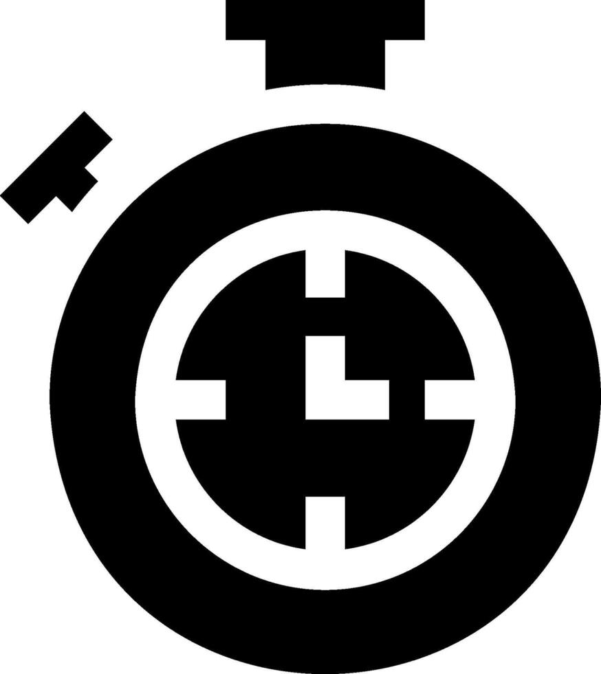 A black and white icon of a stopwatch vector