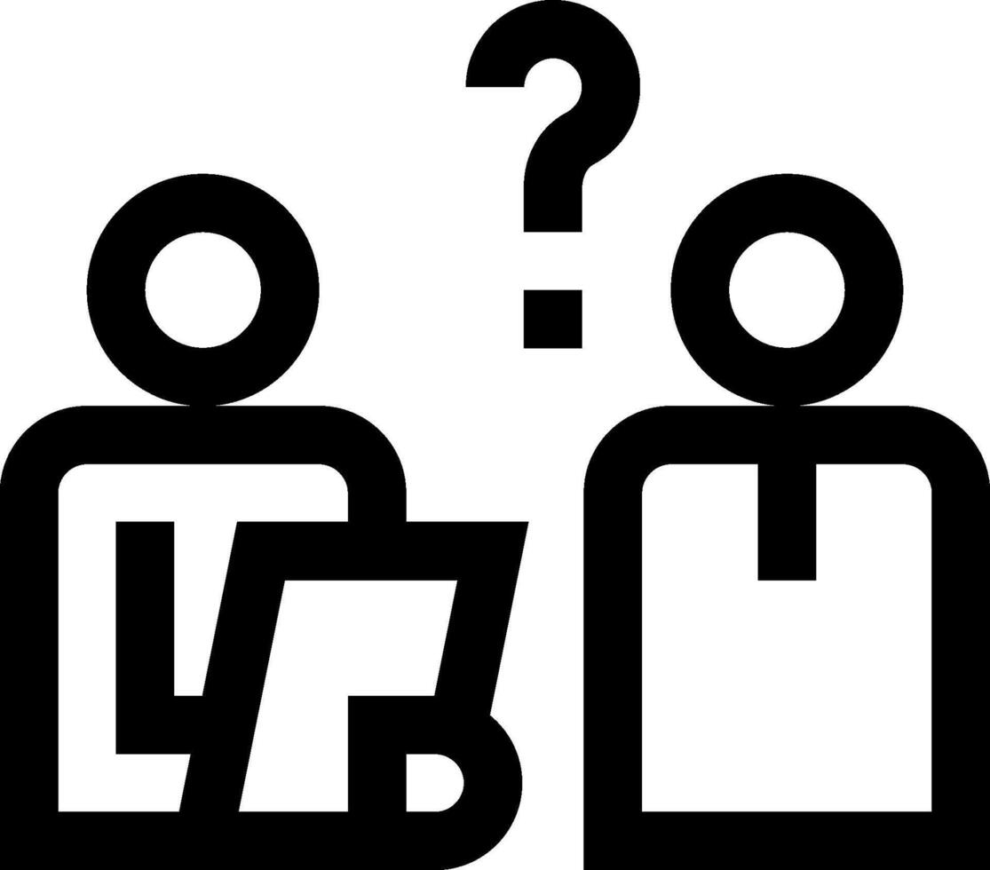 A black and white image of two people with question marks vector