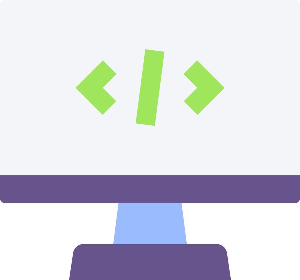 A computer monitor with a code symbol on it vector