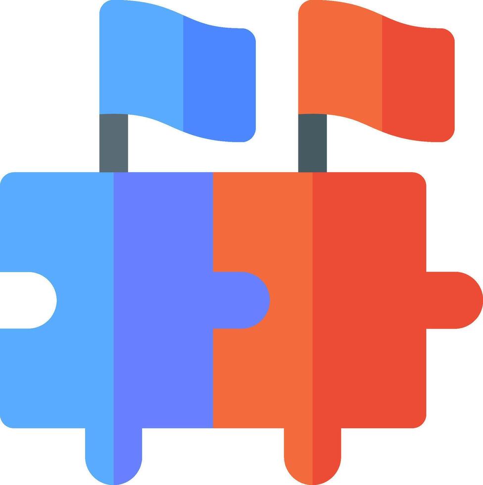 Two puzzle pieces with flags on them vector