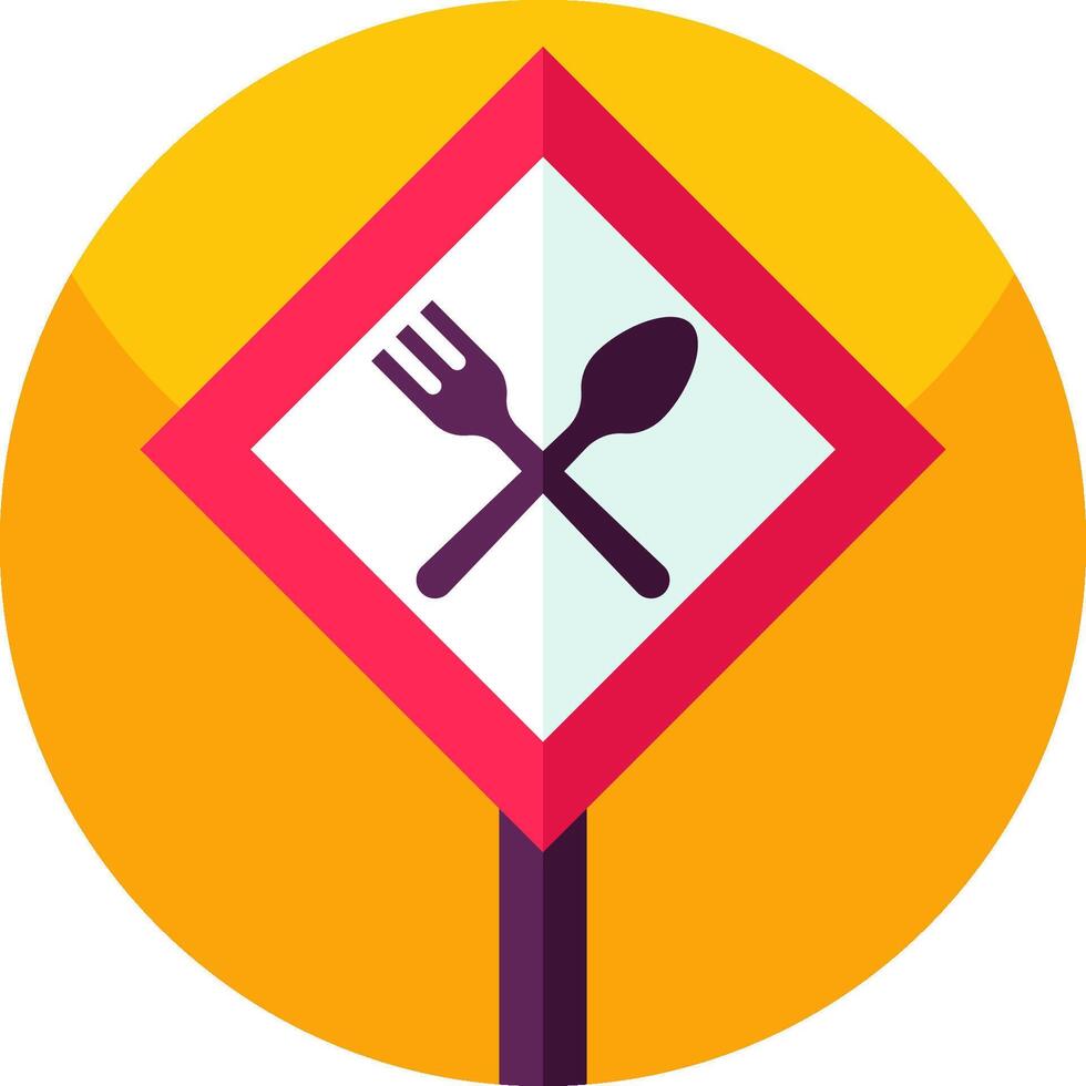 A fork and spoon sign on a yellow background vector