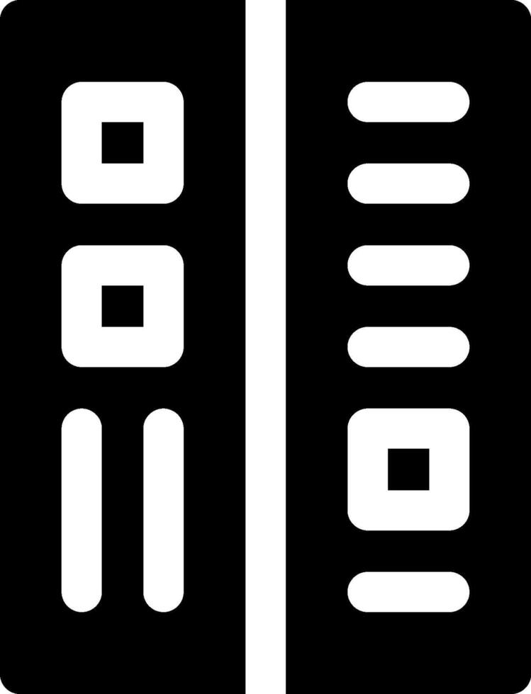 A black and white icon of two black and white boxes vector