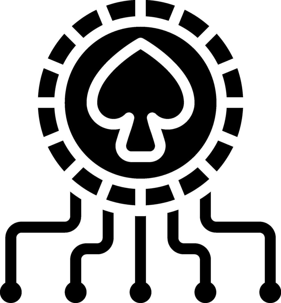 A black and white icon of a poker chip vector