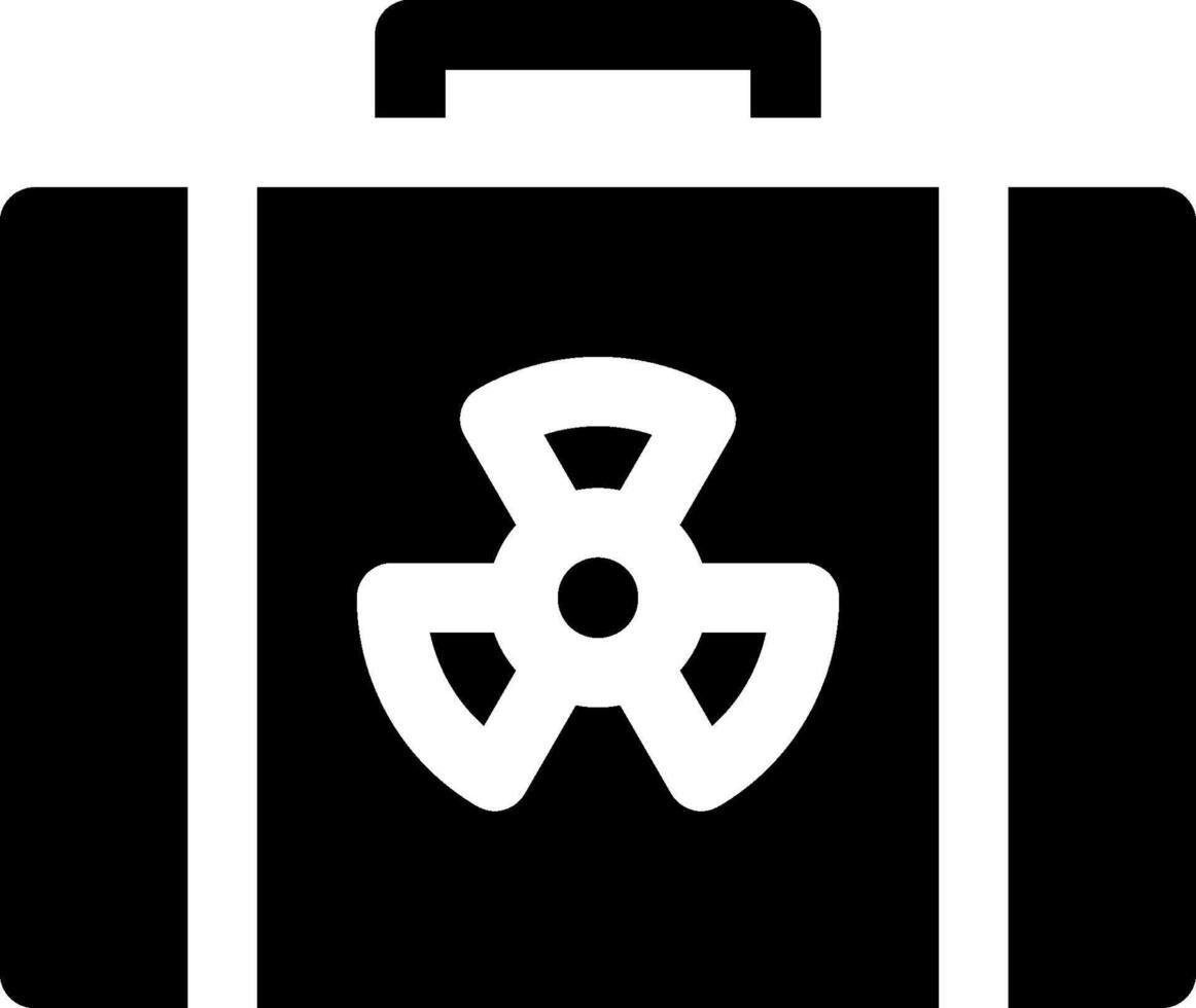 A black suitcase with a radiation symbol on it vector