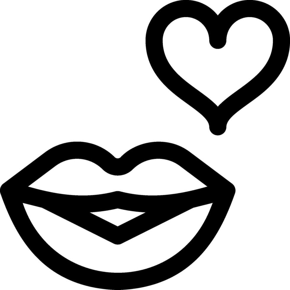 A black and white image of a heart and lips vector