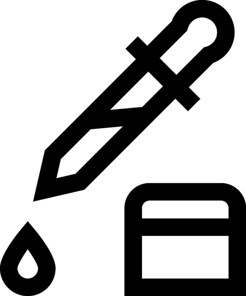 A black and white icon of a syringe and a bottle vector