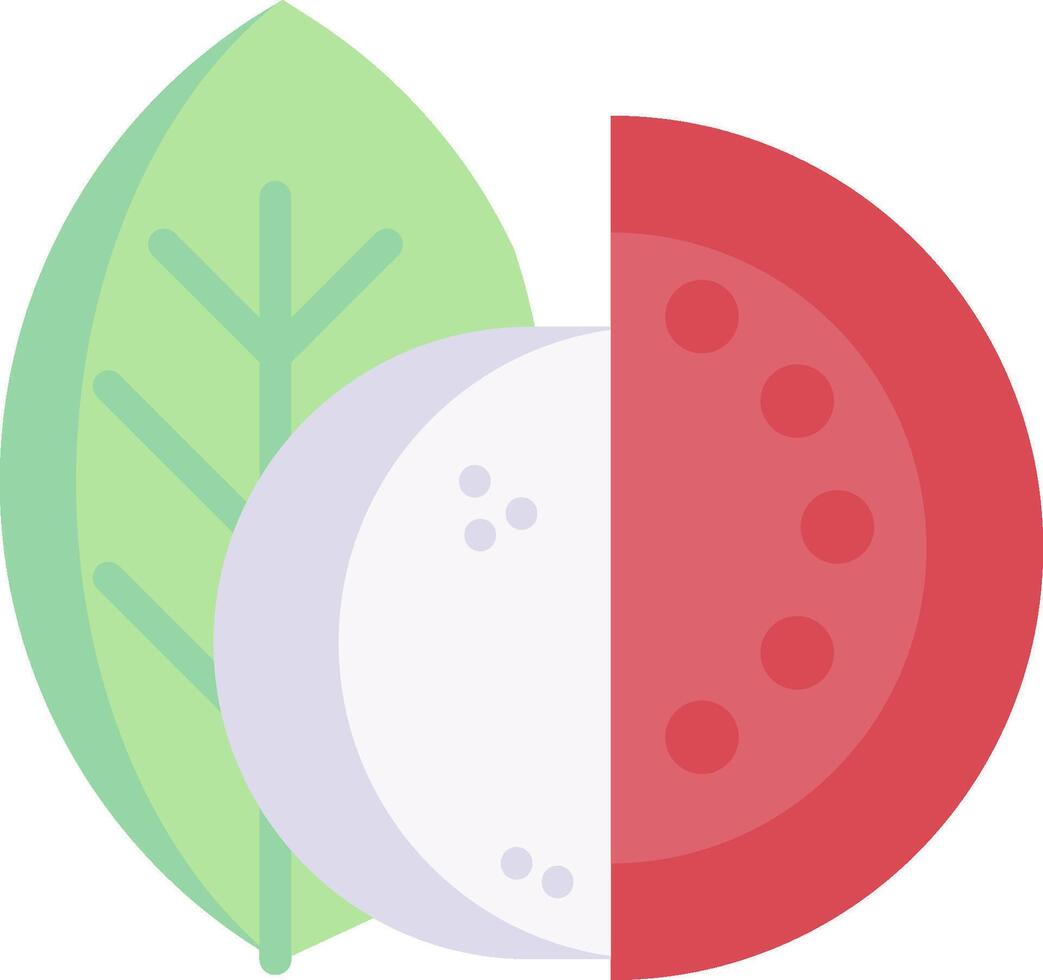A red and white slice of tomato and a leaf vector