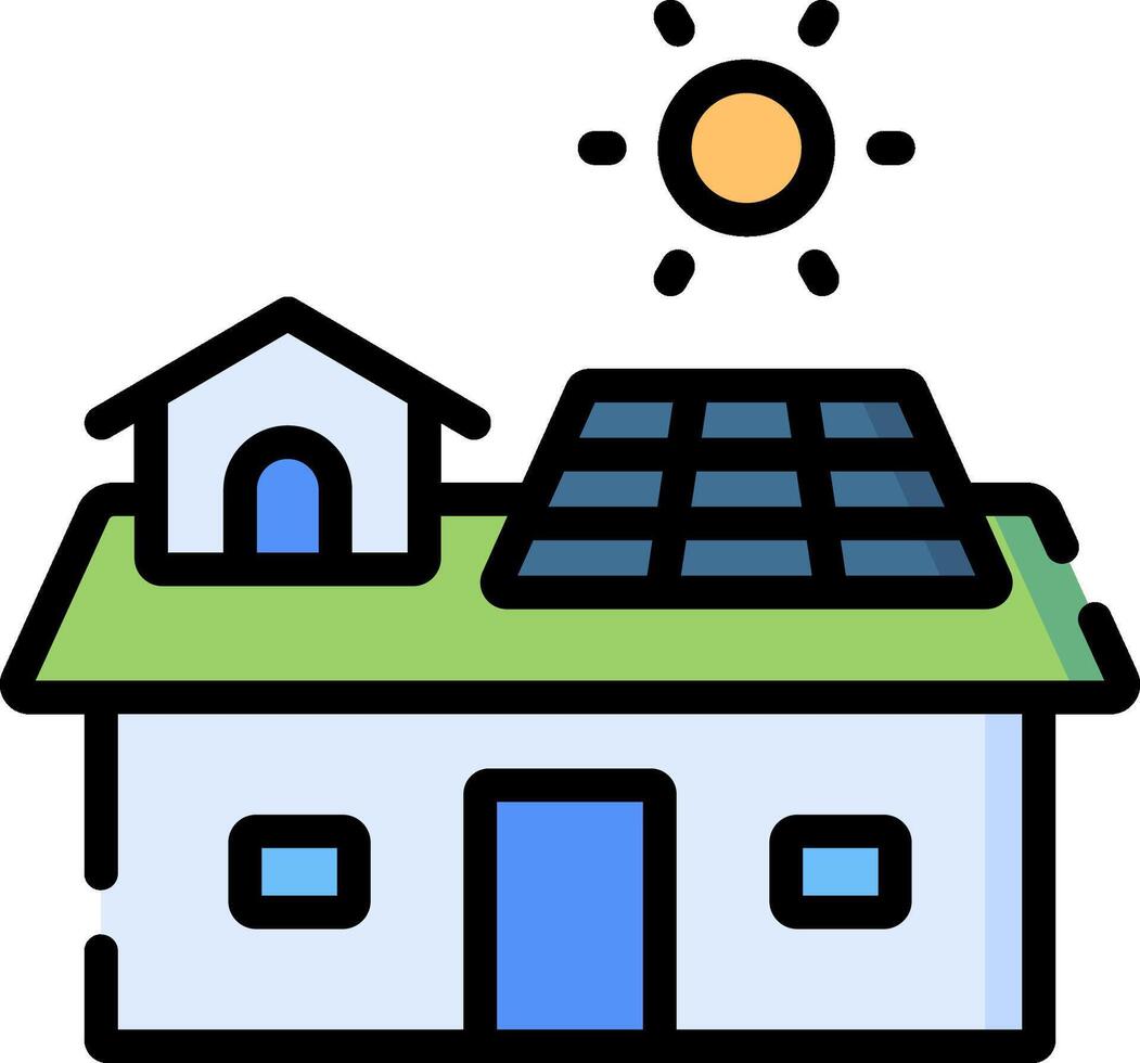 A house with solar panels on the roof vector