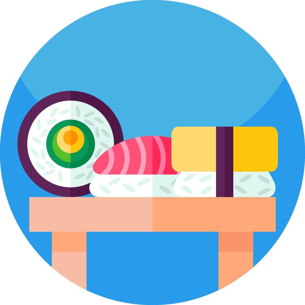 Sushi on a table with a roll and chopsticks vector
