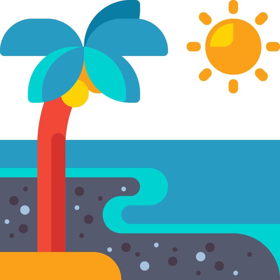 An illustration of a palm tree and the ocean vector