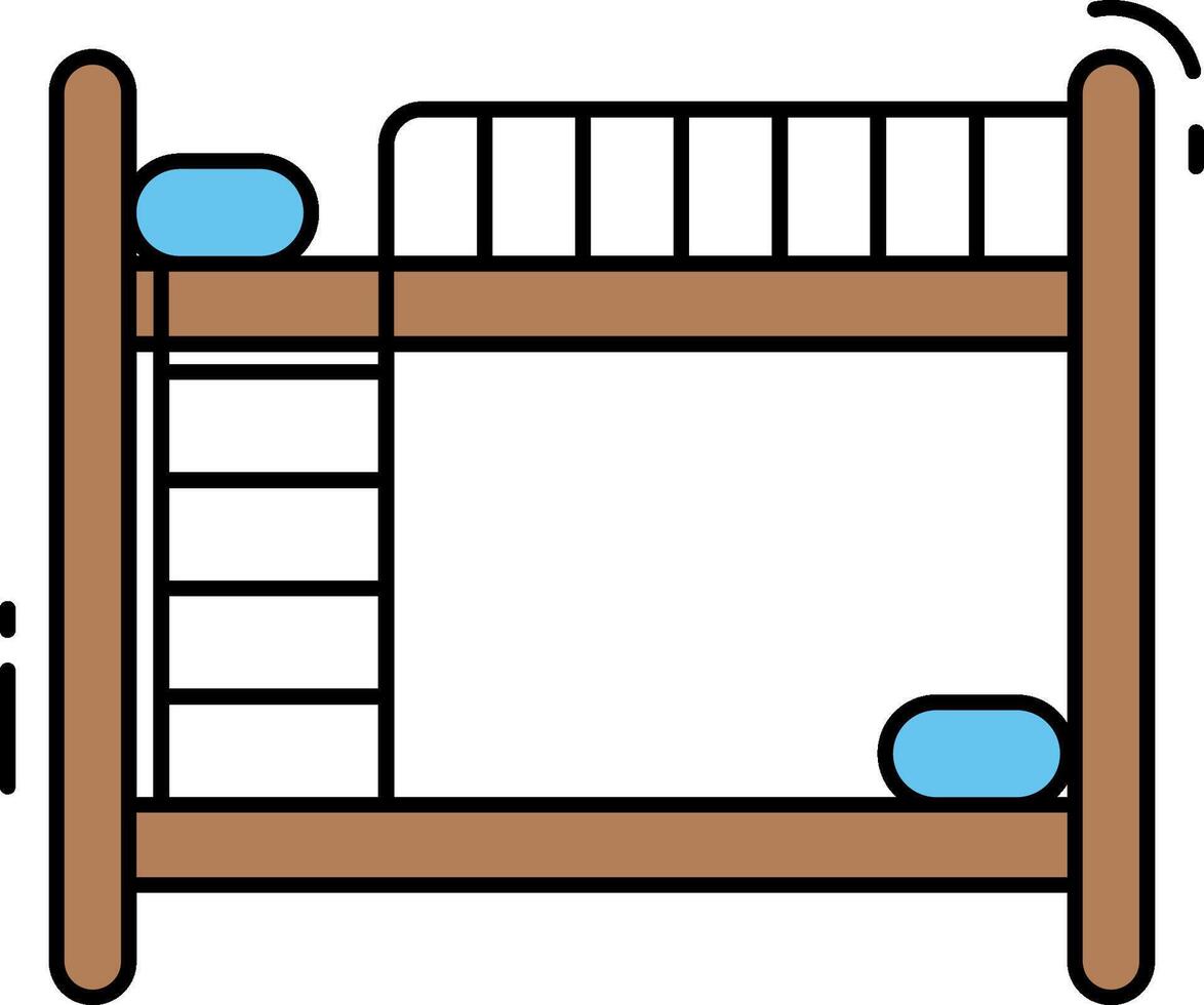 A bunk bed with a ladder and blue pillows vector