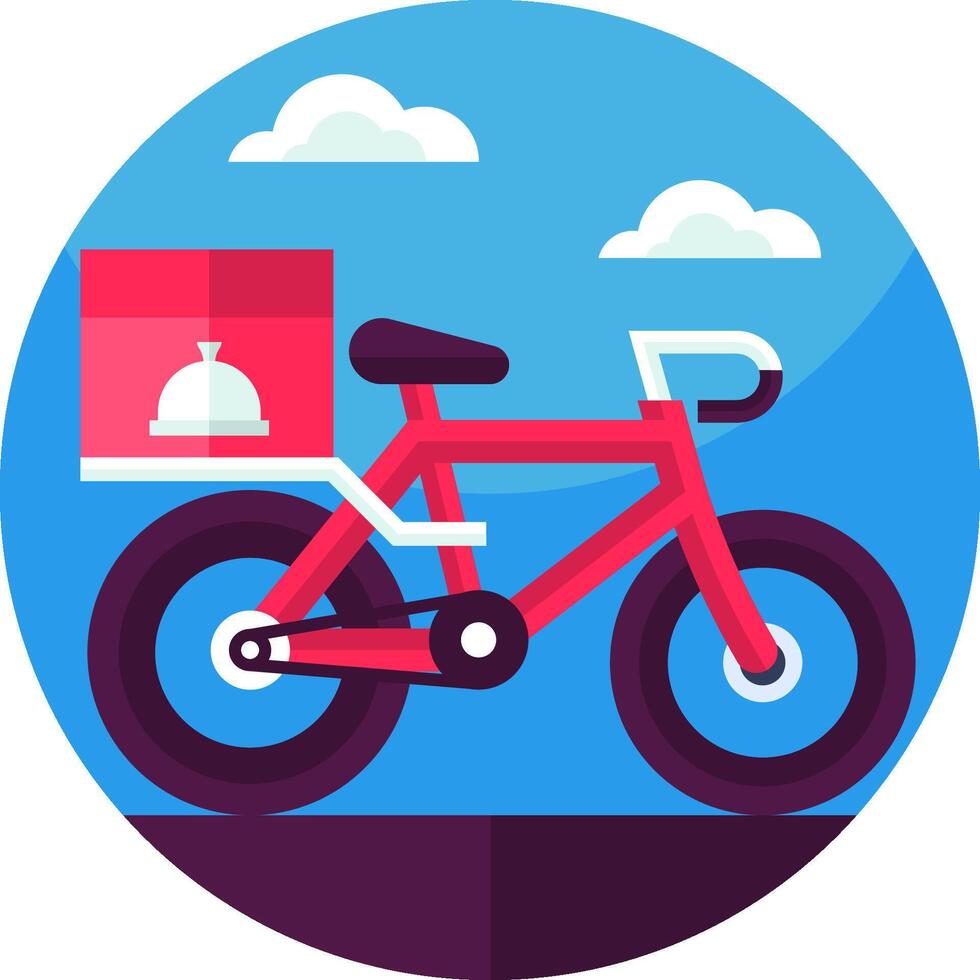 A flat design of a bike with a box on the back vector