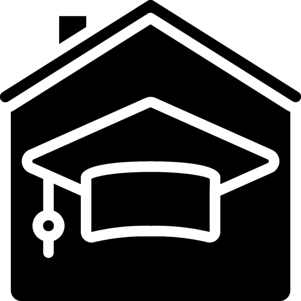 A black and white house with a graduation cap on it vector