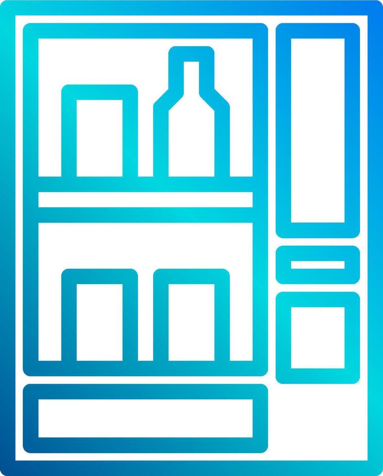 A blue and white icon of a refrigerator vector
