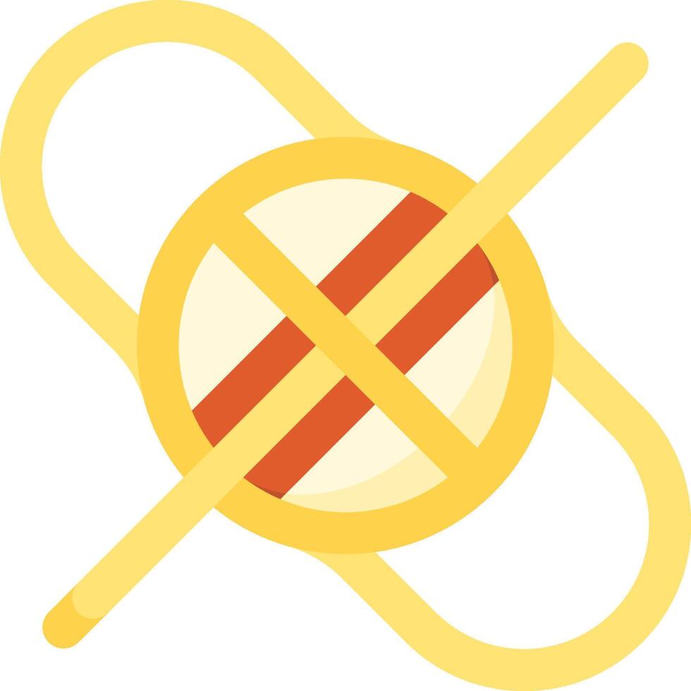A yellow and red striped sign with a no sign vector