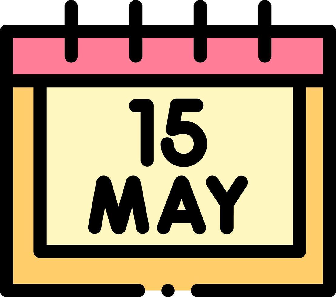 A calendar with the date 15 may vector