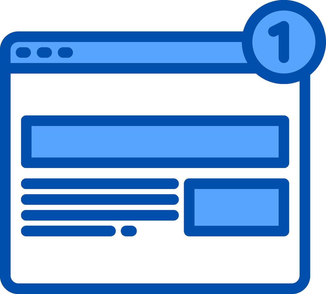 A blue icon of a website with a button vector