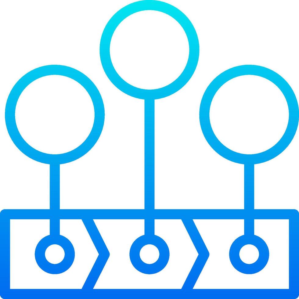 A blue and white icon with three circles vector