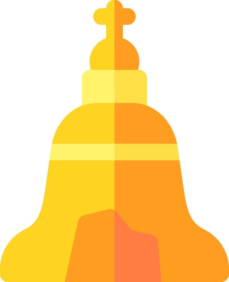 A yellow bell with a cross on it vector