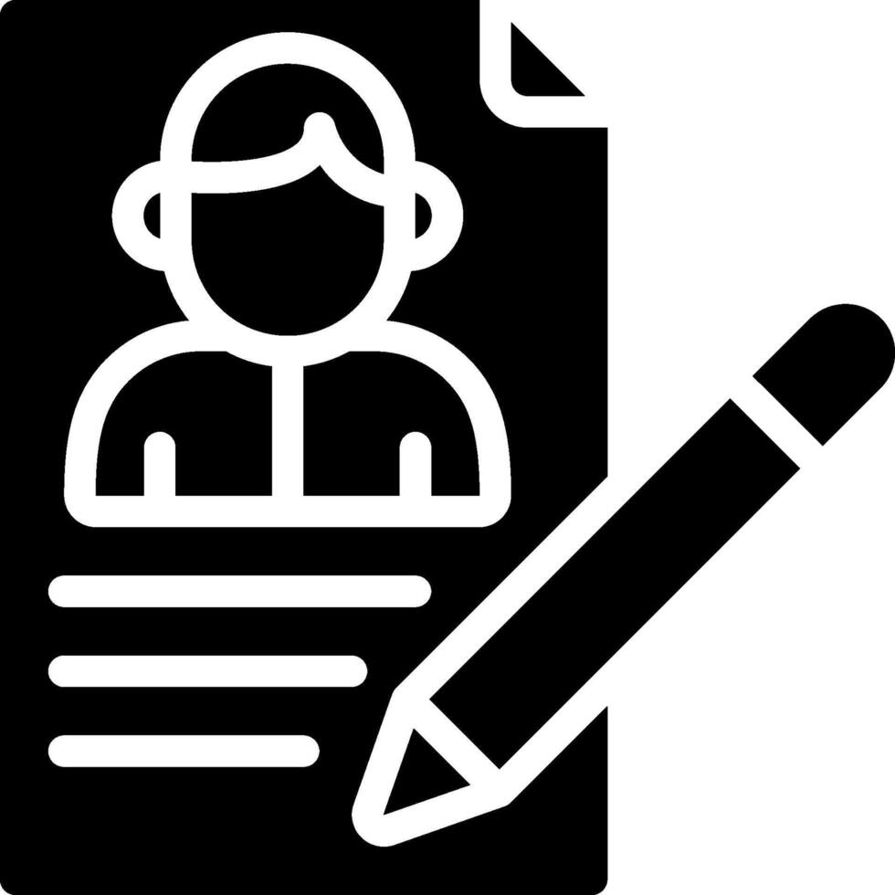 A pen and paper icon with a person on it vector