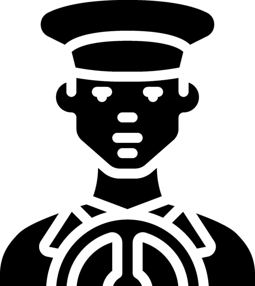A black and white silhouette of a man in uniform vector