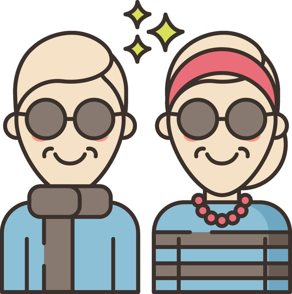 An illustration of two people wearing sunglasses vector