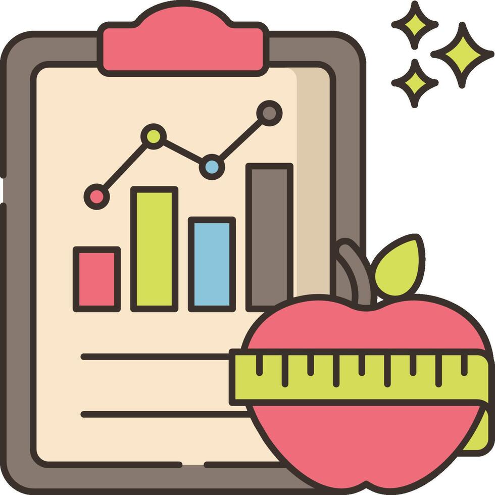 A clipboard with an apple and a measuring tape vector