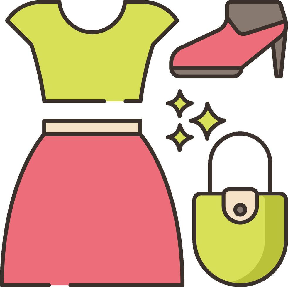 A pink skirt, green top and shoes vector