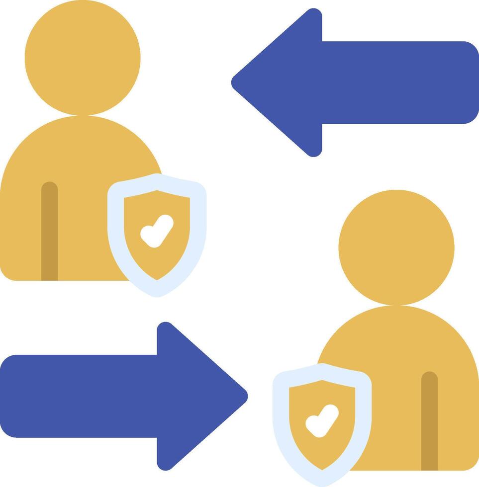 Three people with shields and arrows pointing to the right vector