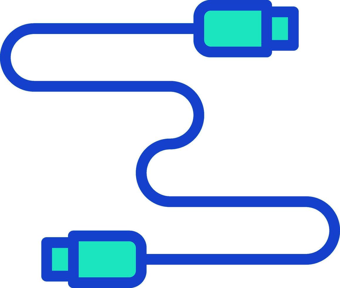 A blue and green cable connected to a computer vector