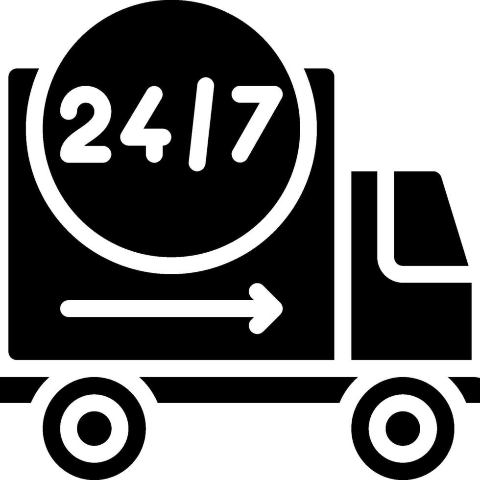 A black and white truck with a sign that says 24 17 vector