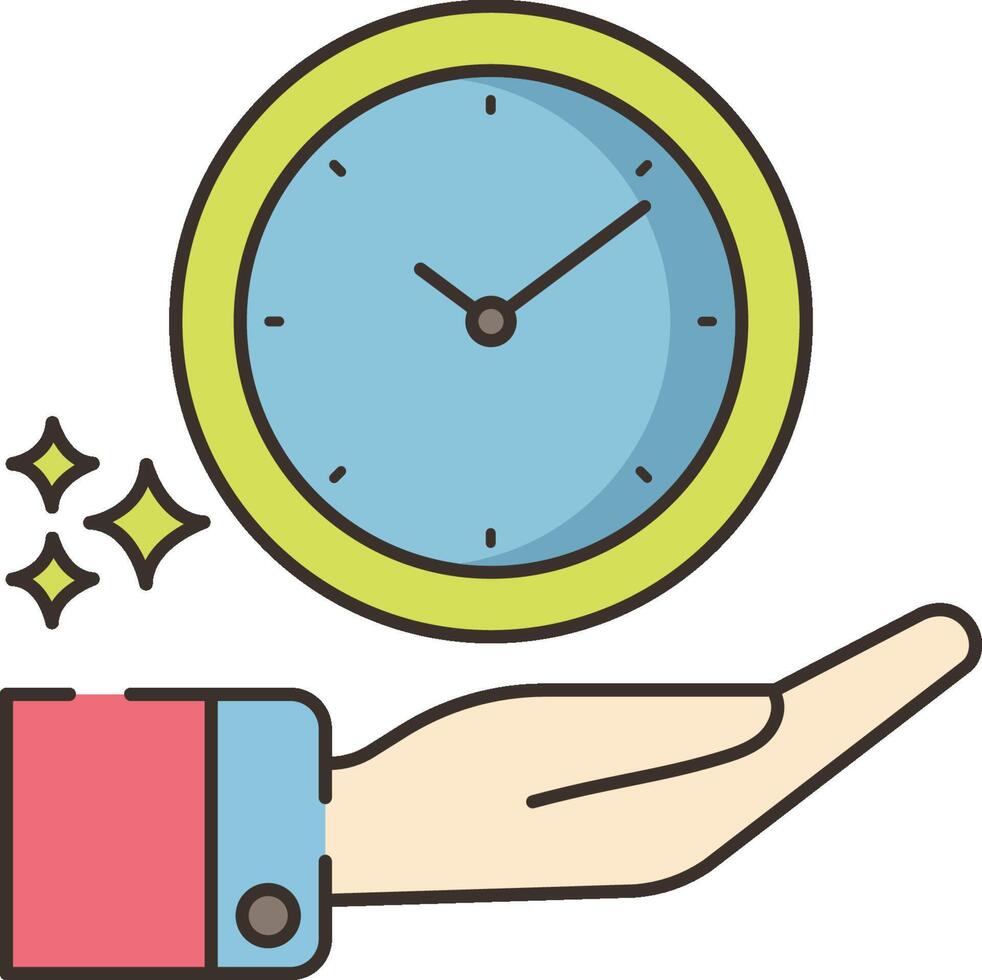 Hand holding clock icon on white background vector