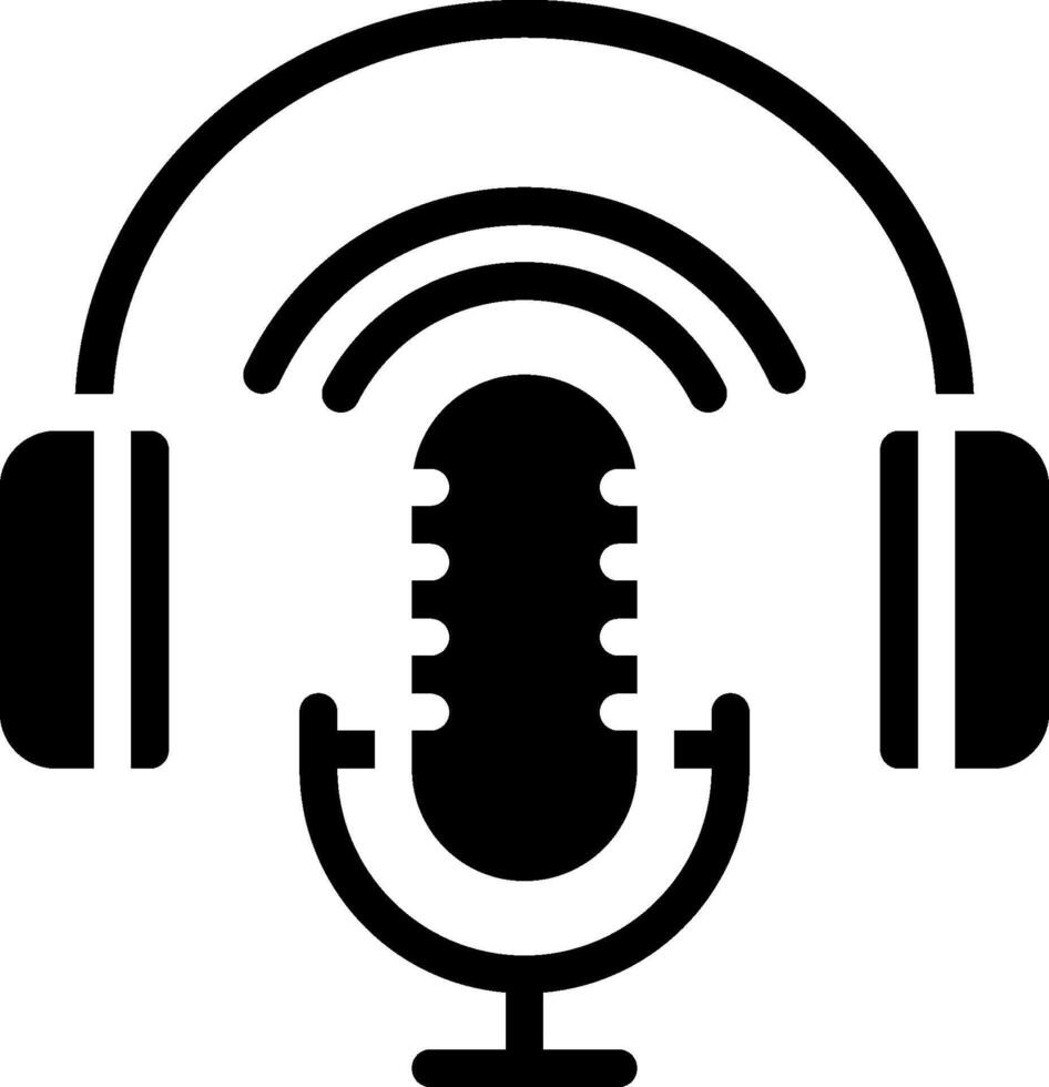 A microphone and headphones icon on a white background vector