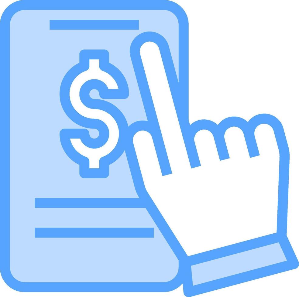 Hand pointing to a dollar sign on a smartphone vector
