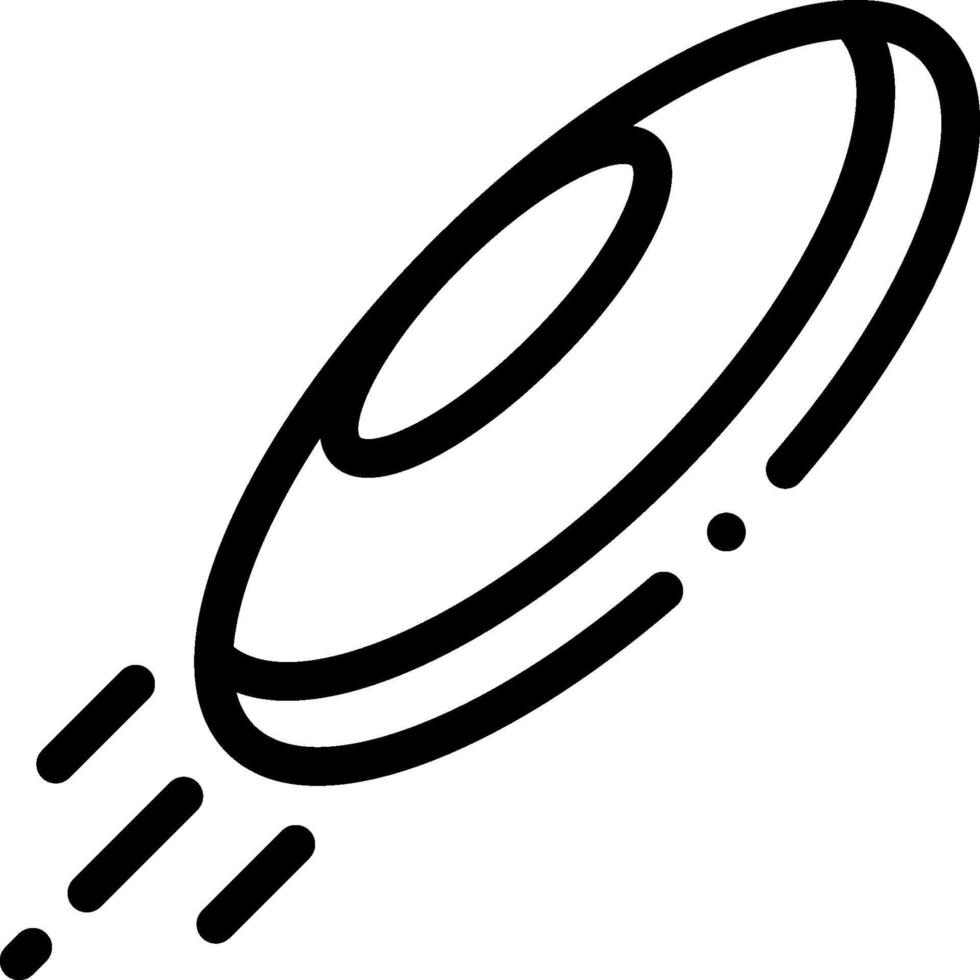 A black and white drawing of a flying disc vector