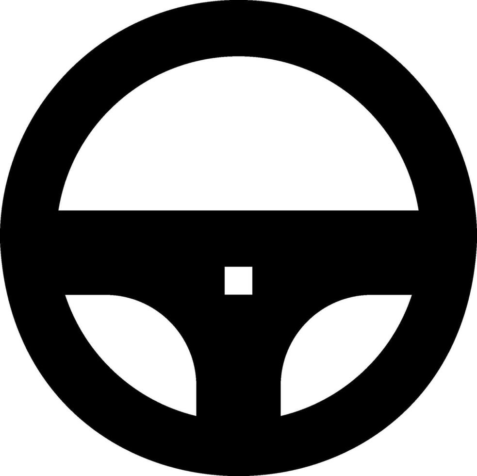 A black and white image of a steering wheel vector