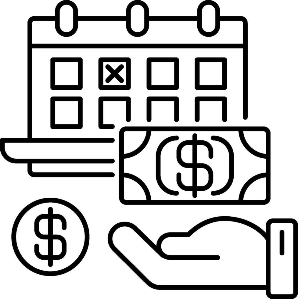 A hand holding a dollar sign and a calendar vector