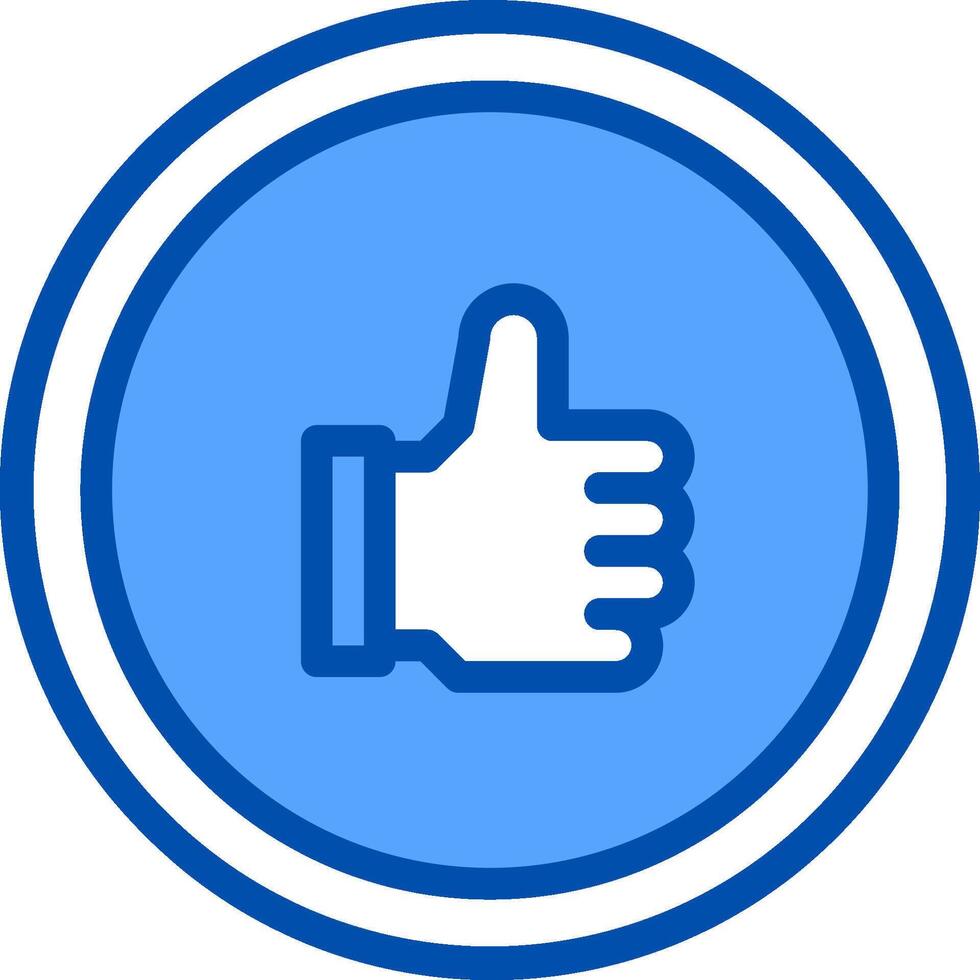 A blue circle with a thumbs up icon vector
