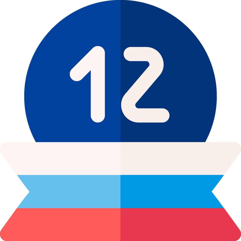 The number twelve in a blue circle with a red and blue ribbon vector