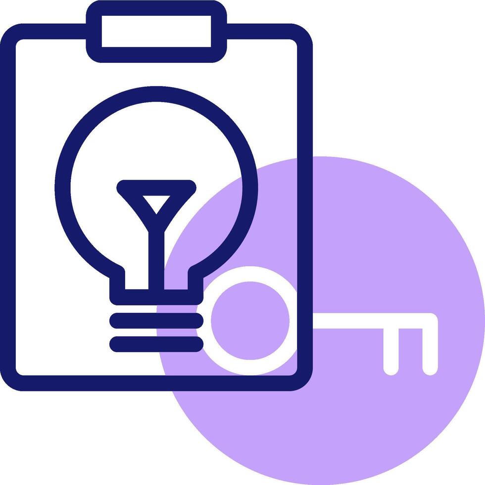 A clipboard with a key and light bulb icon vector
