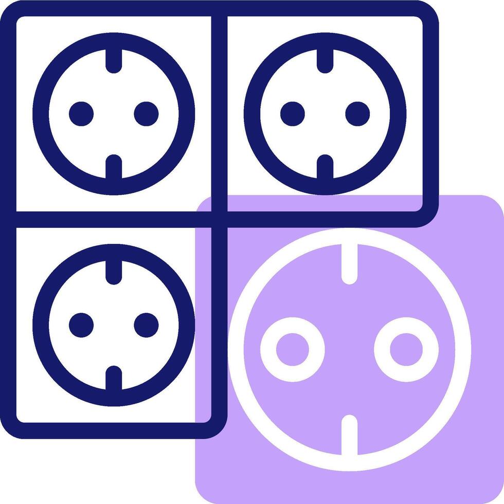 A purple and white icon with four plugs vector