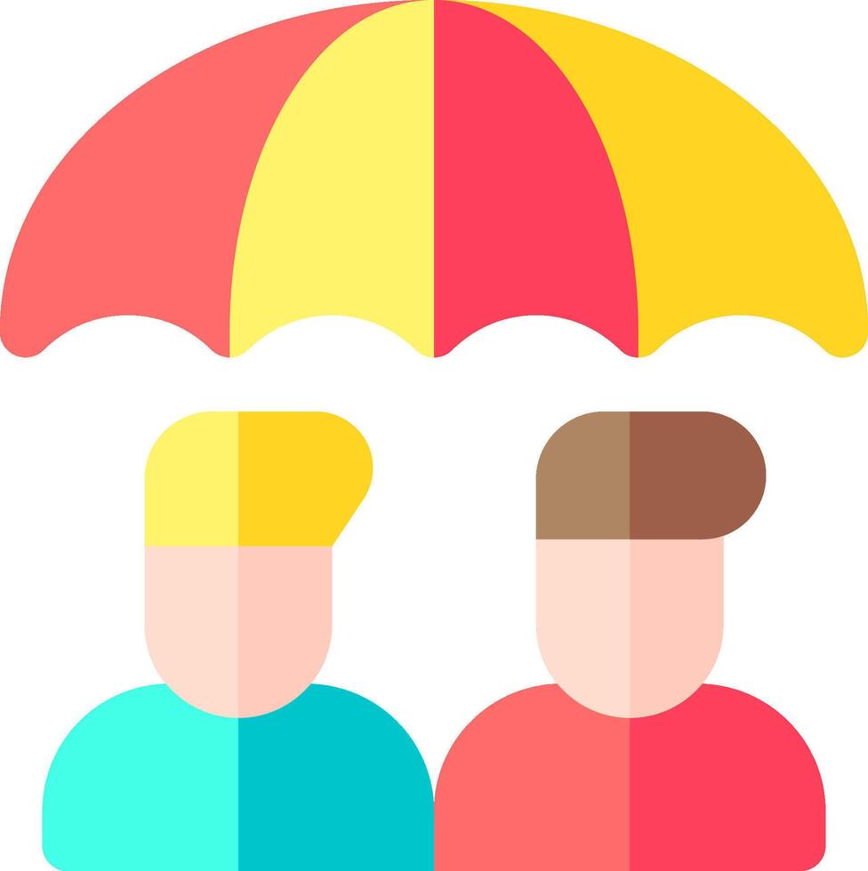 Two people under an umbrella with a yellow umbrella vector