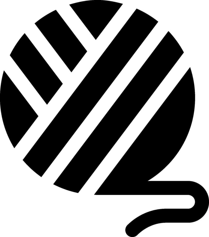 A black and white ball of yarn with a line through it vector