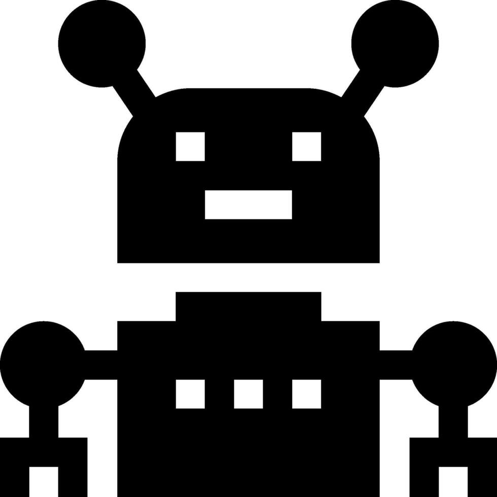 A robot icon with a black background vector