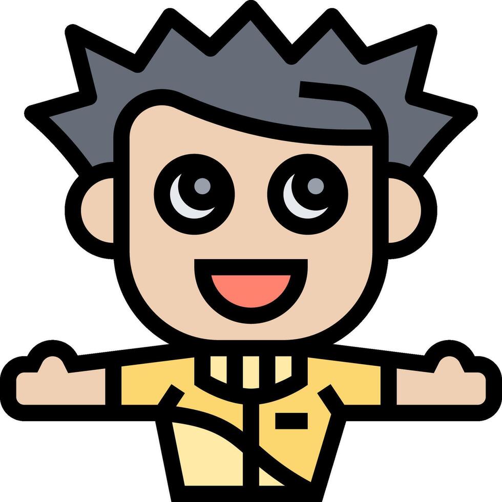 A cartoon character with a black hair and a yellow shirt vector