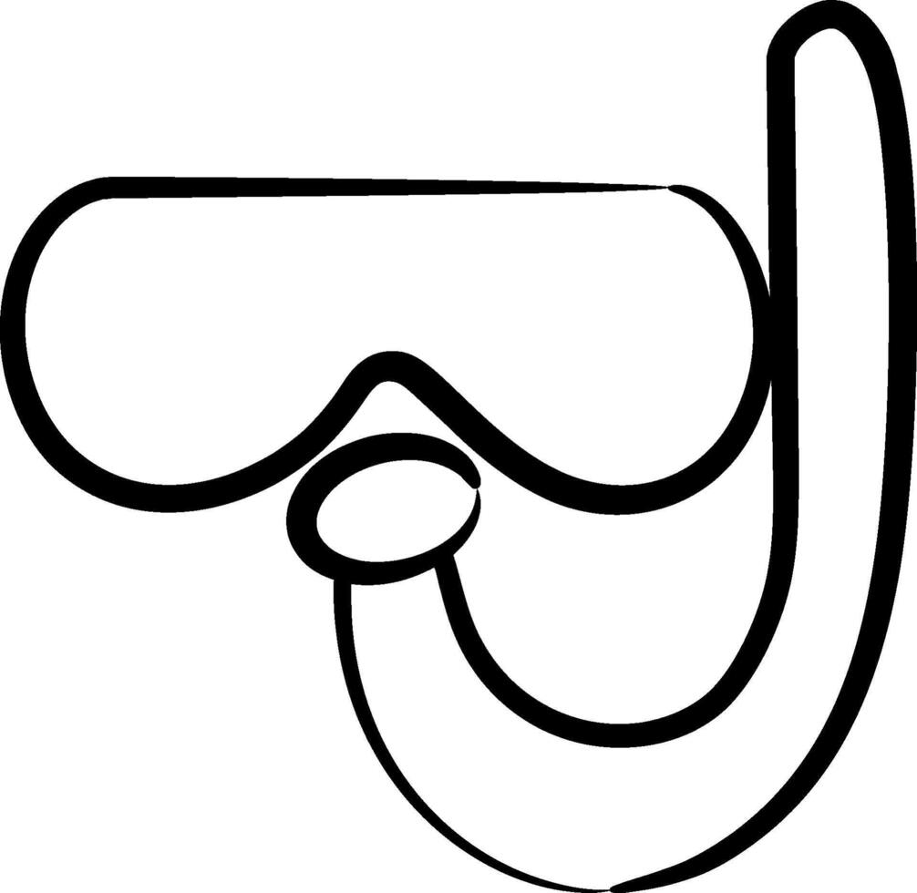 A black and white drawing of a diving mask vector