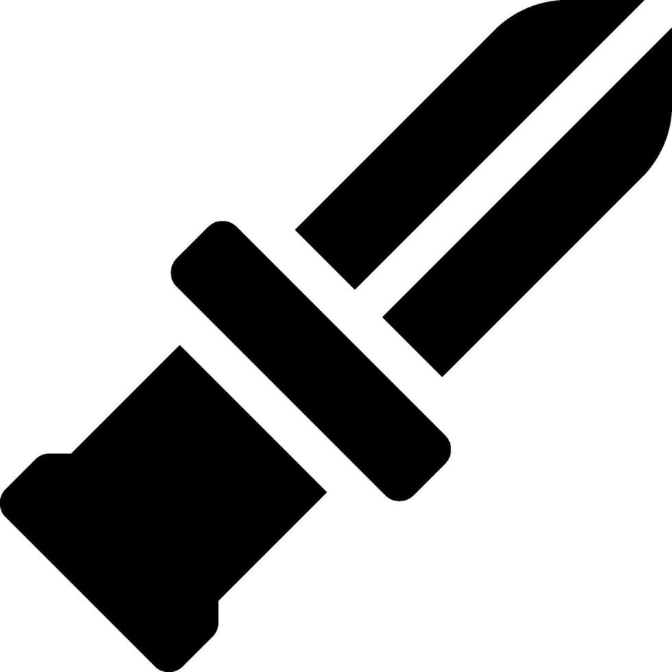 A black and white icon of a knife vector