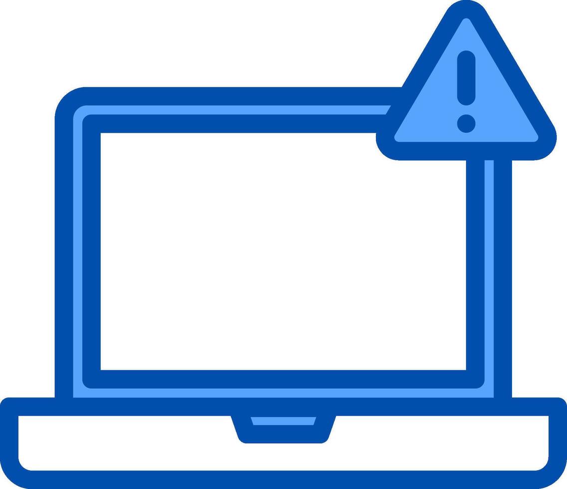 A laptop computer with a warning sign on it vector